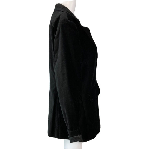Coldwater Creek Blazer Jacket Womens Sz 8  Black Cotton Velvet Satin Trim Tuxedo - Picture 3 of 10